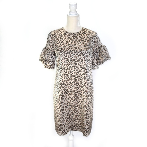 BANANA REPUBLIC Leopard Print Flutter Sleeve Dress - Picture 2 of 7